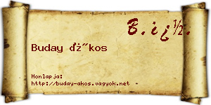 Buday Ákos névjegykártya